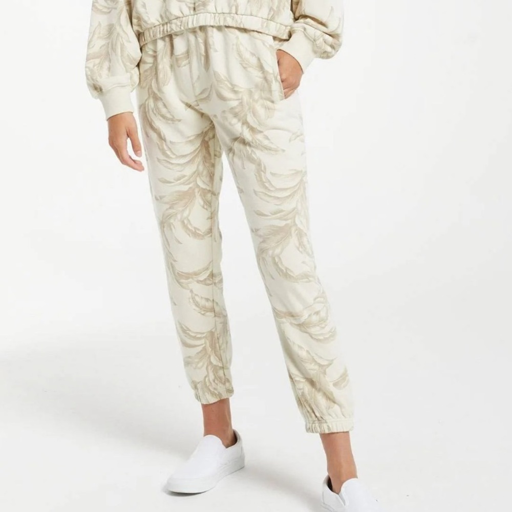 NWT Anthropologie Z Supply Tira Palm Women's Cream Patterned Jogger